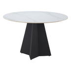 79" White and Black Sintered Stone and Steel Double Pedestal Base Dining Table