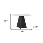79" White and Black Sintered Stone and Steel Double Pedestal Base Dining Table