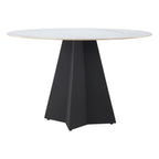 79" White and Black Sintered Stone and Steel Double Pedestal Base Dining Table