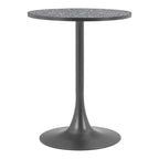 24" Beige and Gold Wood and Steel Pedestal Base Round Top Dining Table