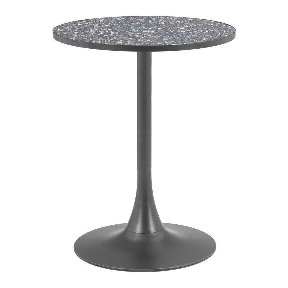24" Beige and Gold Wood and Steel Pedestal Base Round Top Dining Table