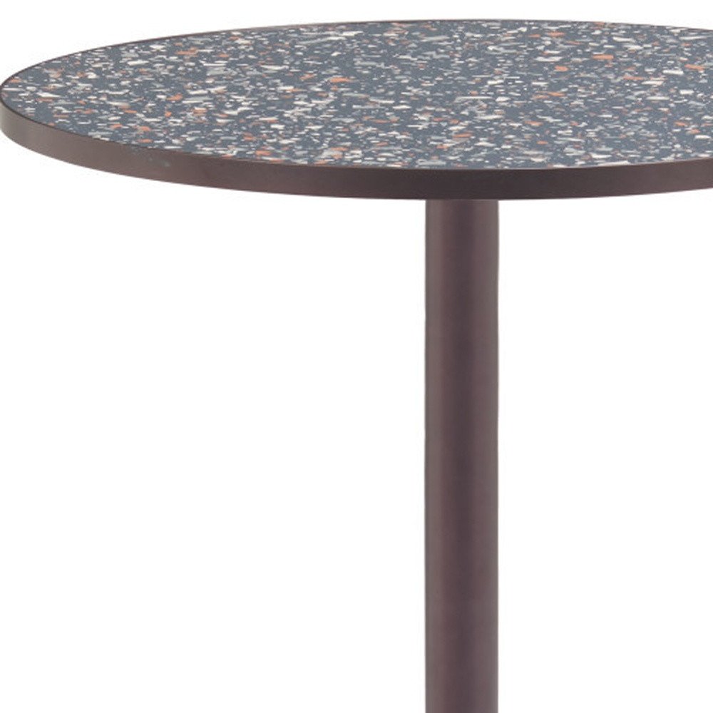 24" Beige and Gold Wood and Steel Pedestal Base Round Top Dining Table
