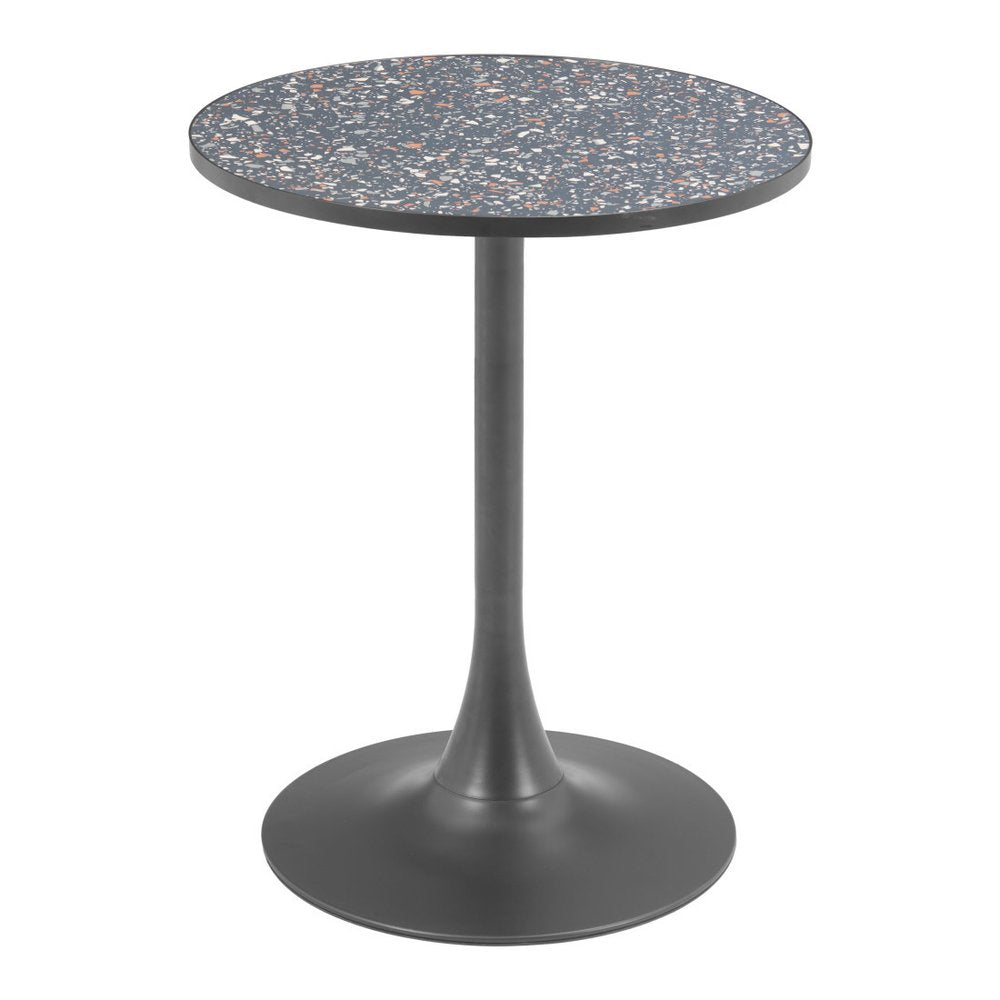 24" Beige and Gold Wood and Steel Pedestal Base Round Top Dining Table