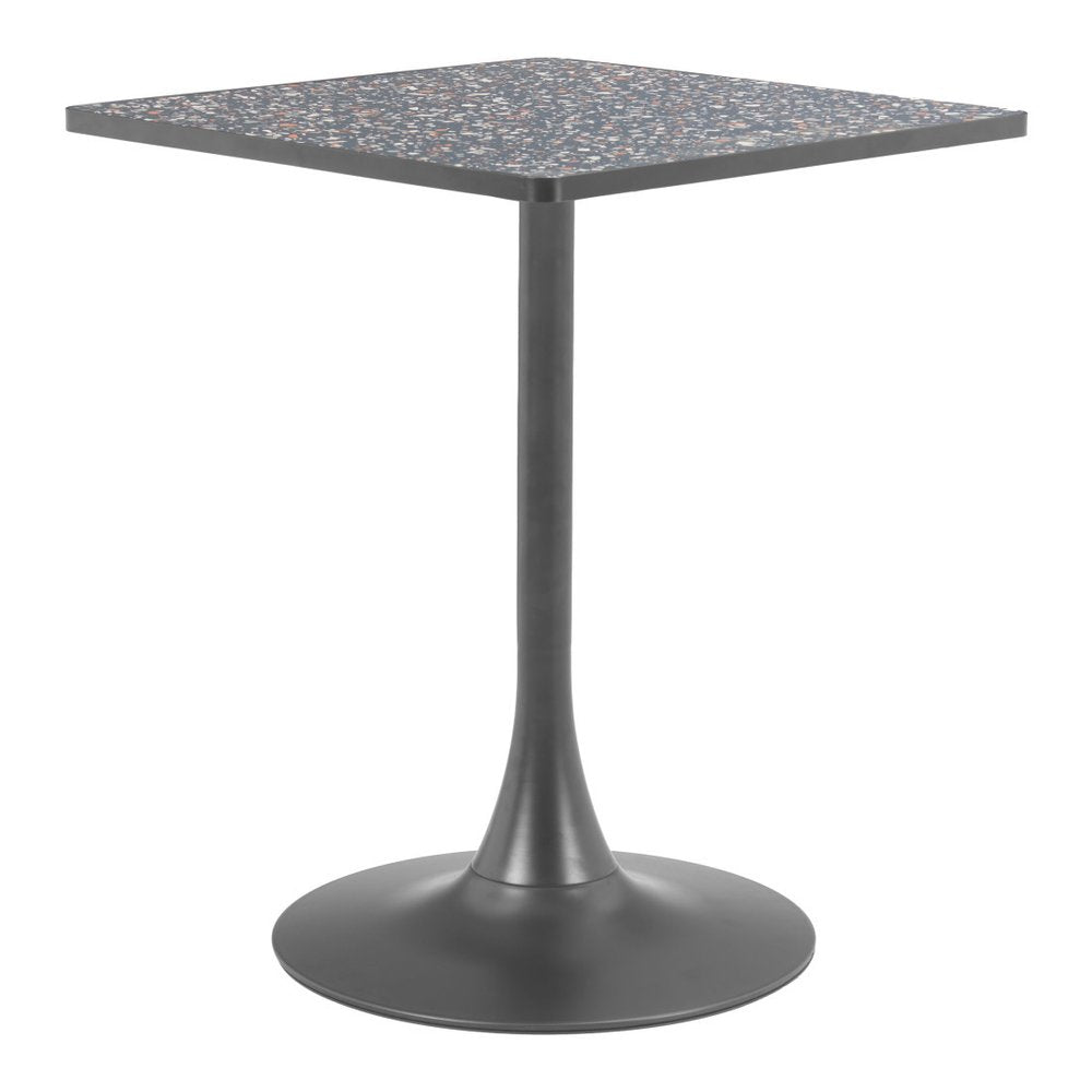 24" Beige and Gold Wood and Steel Pedestal Base Square Dining Table