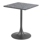 24" Beige and Gold Wood and Steel Pedestal Base Square Dining Table