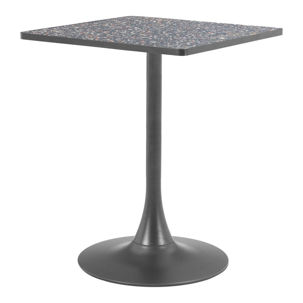 24" Beige and Gold Wood and Steel Pedestal Base Square Dining Table