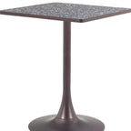 24" Beige and Gold Wood and Steel Pedestal Base Square Dining Table