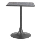 24" Beige and Gold Wood and Steel Pedestal Base Square Dining Table