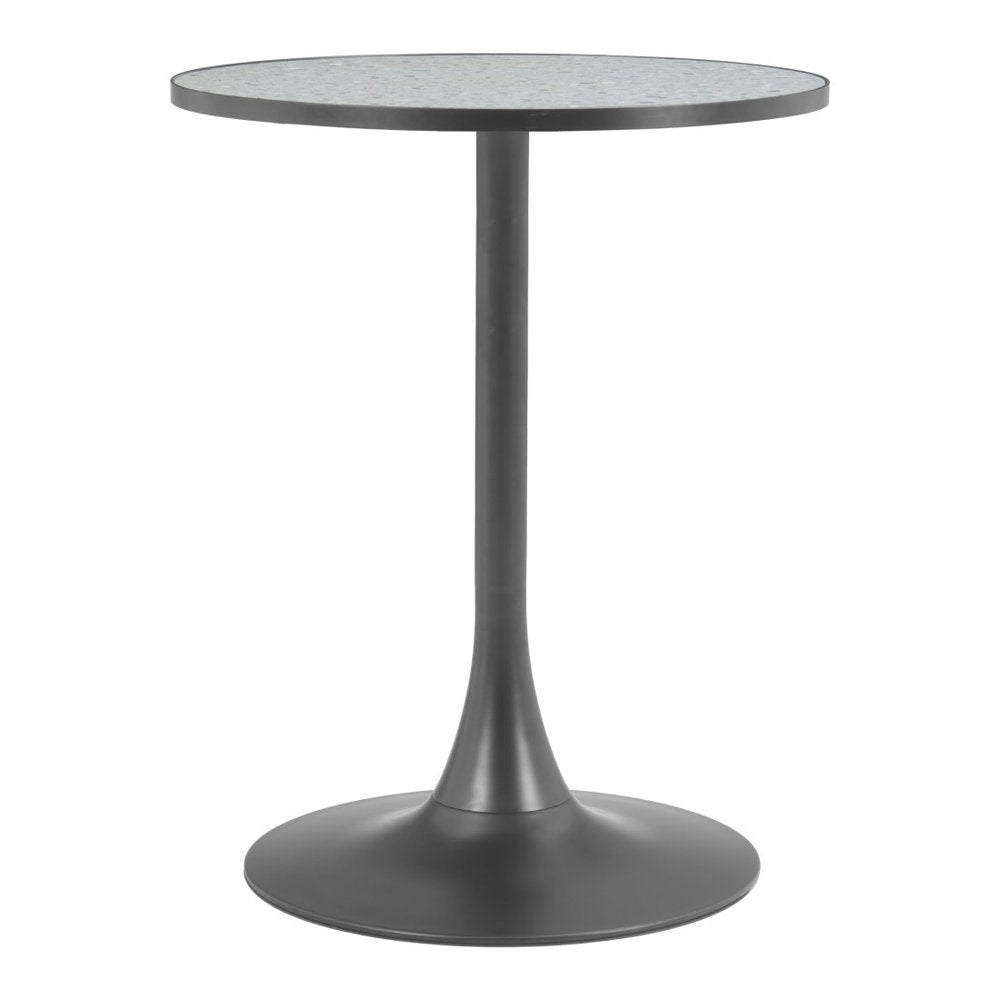24" Beige and Gold Wood and Steel Pedestal Base Round Top Dining Table