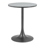 24" Beige and Gold Wood and Steel Pedestal Base Round Top Dining Table