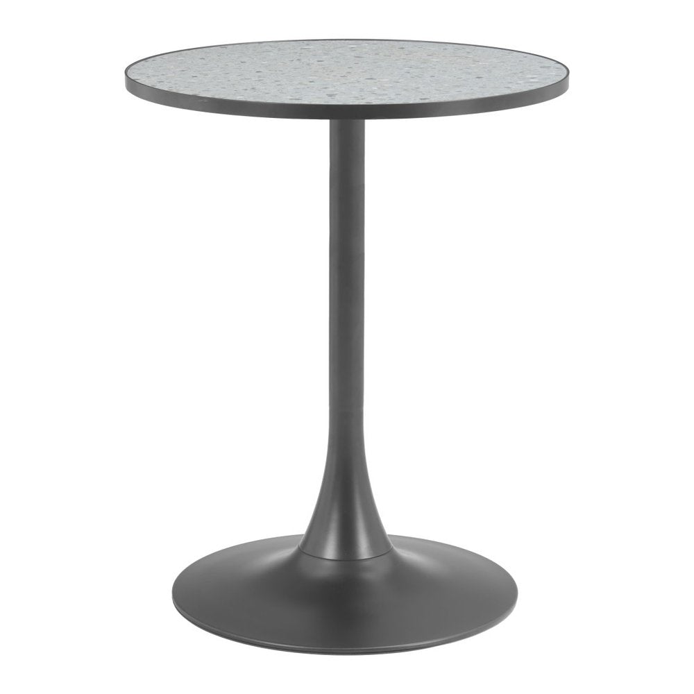 24" Beige and Gold Wood and Steel Pedestal Base Round Top Dining Table