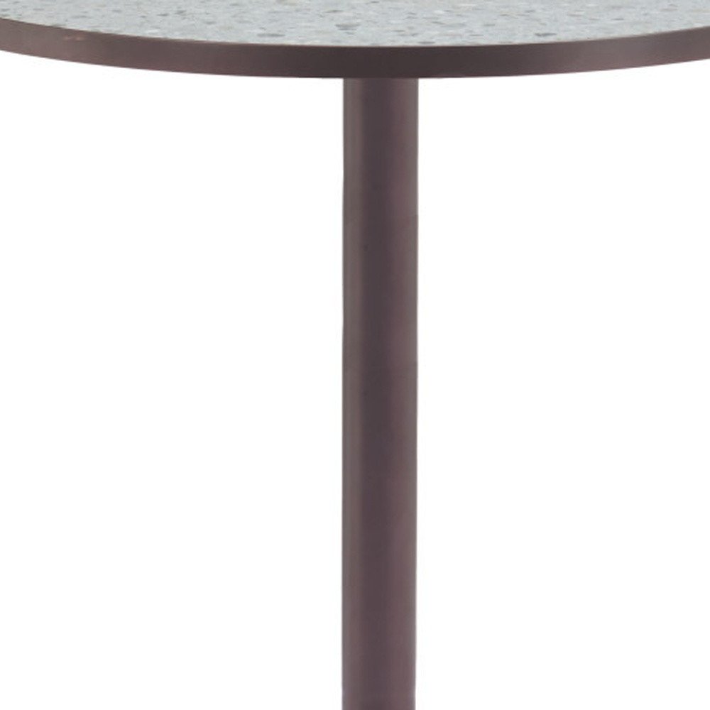24" Beige and Gold Wood and Steel Pedestal Base Round Top Dining Table