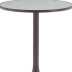 24" Beige and Gold Wood and Steel Pedestal Base Round Top Dining Table