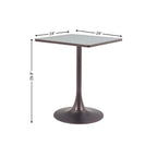 24" Beige and Gold Wood and Steel Pedestal Base Square Dining Table
