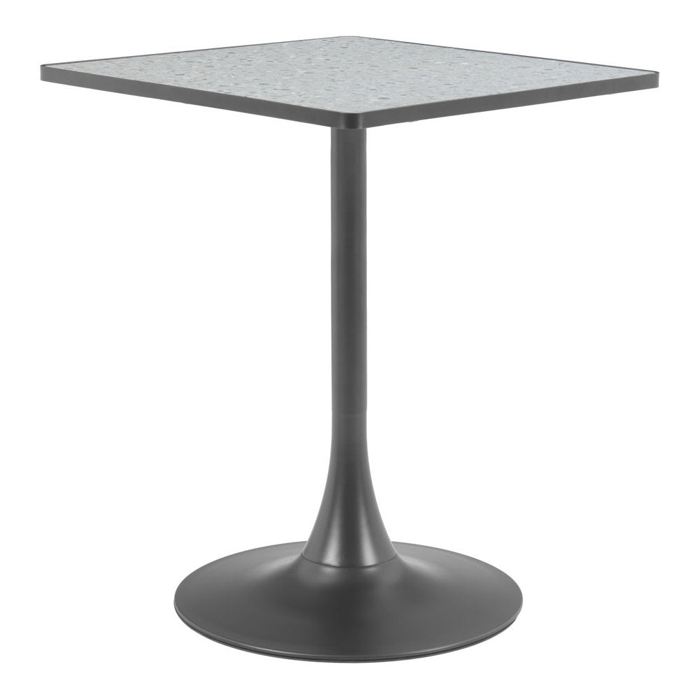 24" Beige and Gold Wood and Steel Pedestal Base Square Dining Table