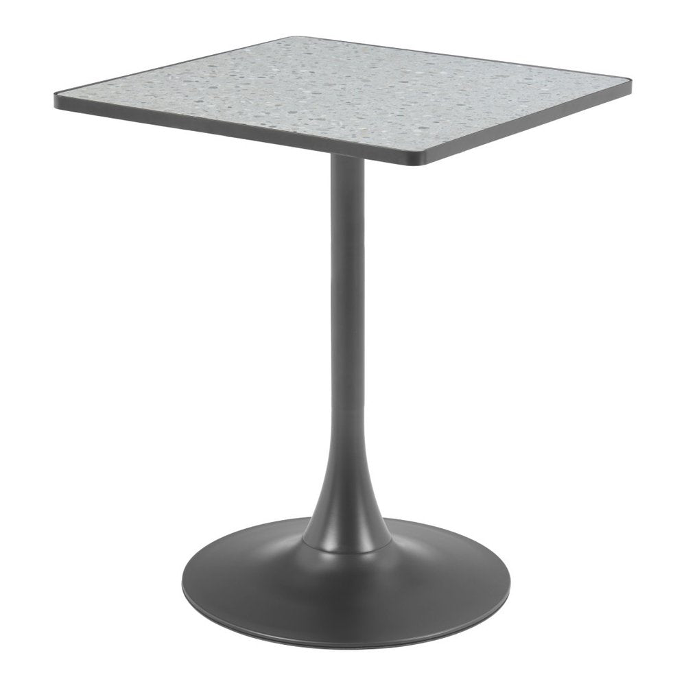 24" Beige and Gold Wood and Steel Pedestal Base Square Dining Table