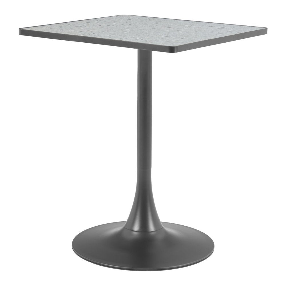 24" Beige and Gold Wood and Steel Pedestal Base Square Dining Table