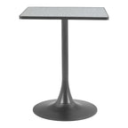 24" Beige and Gold Wood and Steel Pedestal Base Square Dining Table