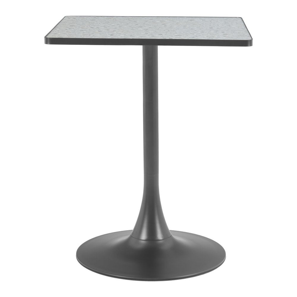 24" Beige and Gold Wood and Steel Pedestal Base Square Dining Table