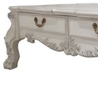57" Bone Wood Coffee Table With Two Drawers