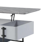 47" Gray White and Black Faux Marble Wood and Steel Lift Top Coffee Table