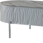 47" Gray Wood and Steel Oval Coffee Table With Drawer