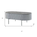 47" Gray Wood and Steel Oval Coffee Table With Drawer