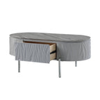 47" Gray Wood and Steel Oval Coffee Table With Drawer