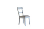 Set of Two Gray Tufted Fabric And Solid Wood Ladder Back Dining Side Chairs