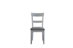 Set of Two Gray Tufted Fabric And Solid Wood Ladder Back Dining Side Chairs