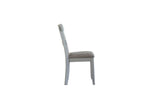 Set of Two Gray Tufted Fabric And Solid Wood Ladder Back Dining Side Chairs