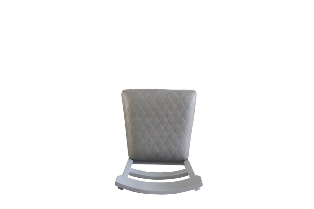 Set of Two Gray Tufted Fabric And Solid Wood Ladder Back Dining Side Chairs