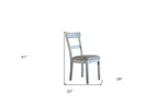 Set of Two Gray Tufted Fabric And Solid Wood Ladder Back Dining Side Chairs
