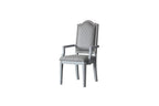 Set of Two Gray Tufted Fabric And Solid Wood Dining Arm Chairs