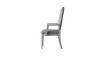 Set of Two Gray Tufted Fabric And Solid Wood Dining Arm Chairs