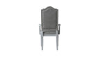 Set of Two Gray Tufted Fabric And Solid Wood Dining Arm Chairs