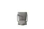 Set of Two Gray Tufted Fabric And Solid Wood Dining Arm Chairs