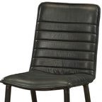 Set of Two Black Leather And Metal Dining Side Chairs