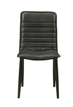 Set of Two Black Leather And Metal Dining Side Chairs