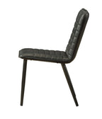 Set of Two Black Leather And Metal Dining Side Chairs