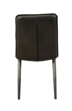Set of Two Black Leather And Metal Dining Side Chairs