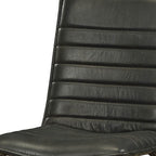 Set of Two Black Leather And Metal Dining Side Chairs