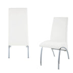 Set of Two White And Silver Faux Leather And Metal Dining Side Chairs