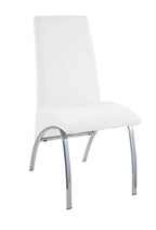 Set of Two White And Silver Faux Leather And Metal Dining Side Chairs