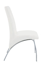 Set of Two White And Silver Faux Leather And Metal Dining Side Chairs