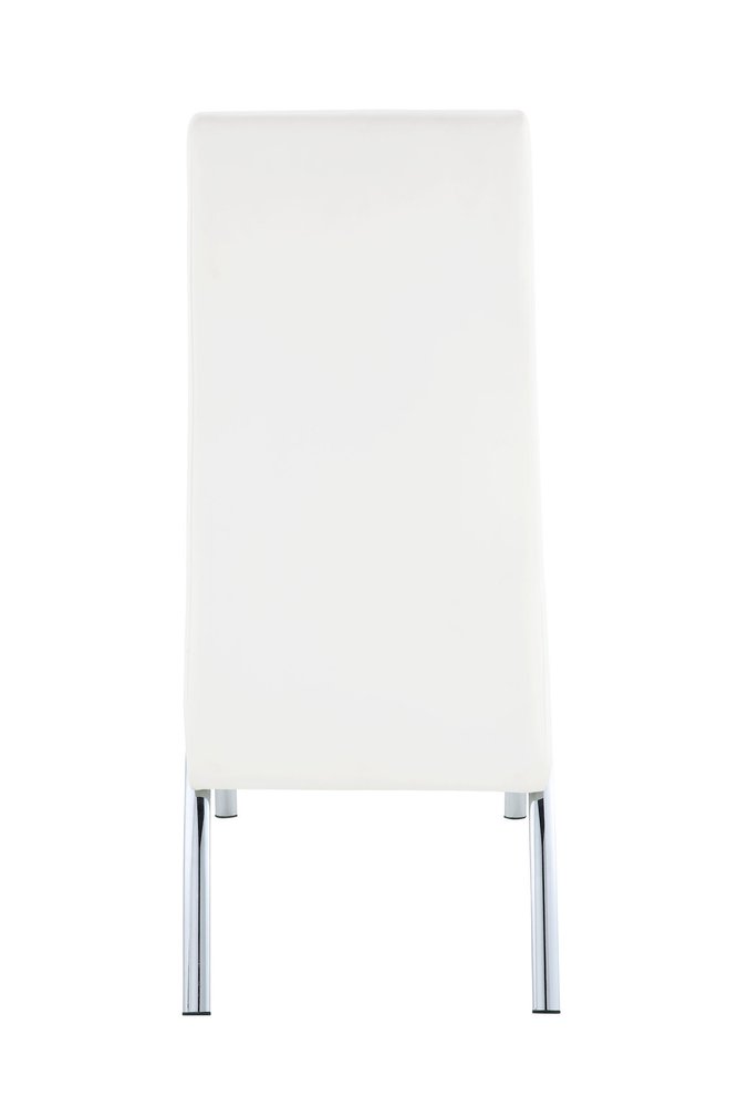 Set of Two White And Silver Faux Leather And Metal Dining Side Chairs