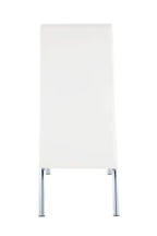 Set of Two White And Silver Faux Leather And Metal Dining Side Chairs
