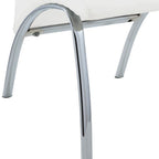 Set of Two White And Silver Faux Leather And Metal Dining Side Chairs