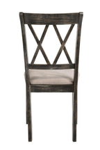 Set of Two Gray Linen And Solid Wood Cross Back Dining Side Chairs