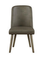 Set of Two Gray Faux Leather And Solid Wood Dining Side Chairs